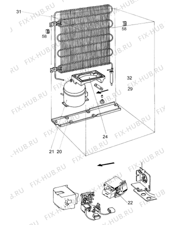 Взрыв-схема холодильника Zanussi ZT1504-R - Схема узла Cooling system 017