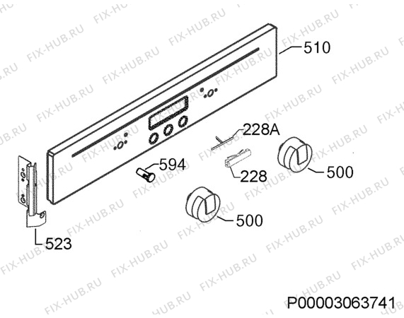 Взрыв-схема плиты (духовки) Electrolux EOG1400AOX - Схема узла Command panel 037