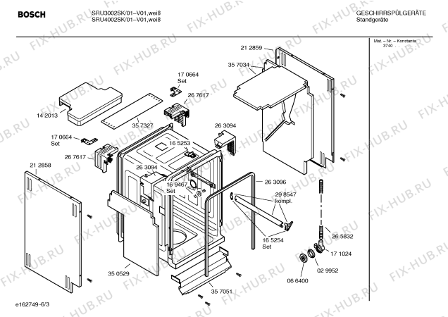 Взрыв-схема посудомоечной машины Bosch SRU4002SK - Схема узла 03