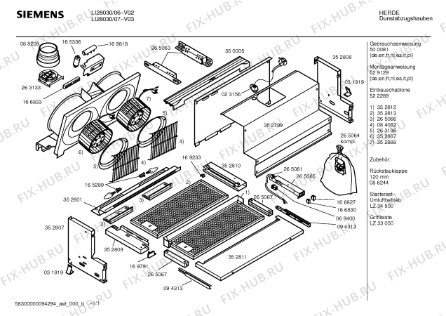 Схема №1 LI28030 с изображением Инструкция по установке и эксплуатации для электровытяжки Siemens 00589816