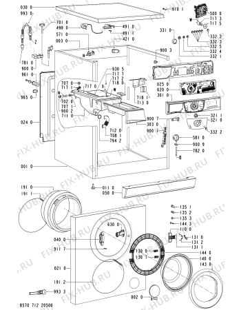 Схема №1 AWM 7129/1 с изображением Тумблер для стиралки Whirlpool 481228219943