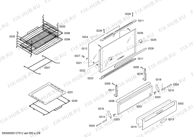 Взрыв-схема плиты (духовки) Bosch HSK66I51ED EXPRESS CONTROL INOX 76 - Схема узла 02