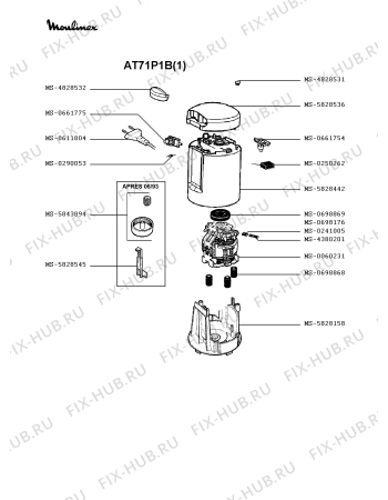 Взрыв-схема блендера (миксера) Moulinex AT71P1B(1) - Схема узла SP001360.0P2