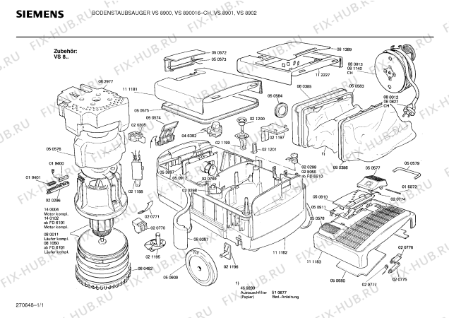 Схема №1 VS8900 с изображением Плата для мини-пылесоса Siemens 00050912