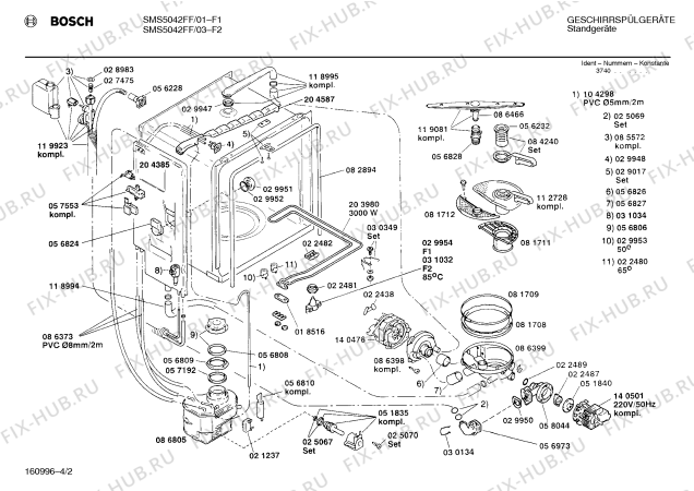 Взрыв-схема посудомоечной машины Bosch SMS5042FF SMS5042 - Схема узла 02