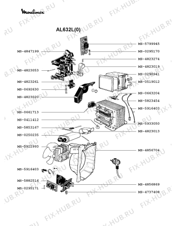 Взрыв-схема микроволновой печи Moulinex AL632L(0) - Схема узла SP002350.0P3