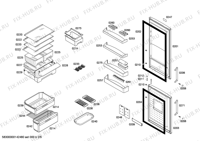 Взрыв-схема холодильника Profilo BD5701ANFS - Схема узла 02
