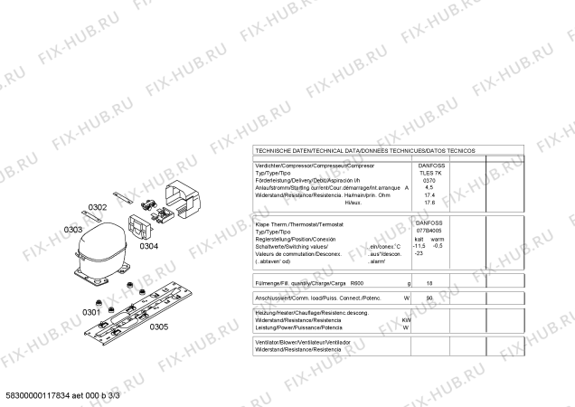 Взрыв-схема холодильника Bosch KTF14N10 - Схема узла 03