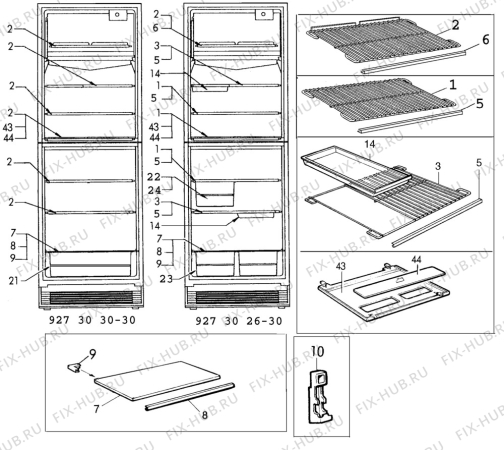 Взрыв-схема холодильника Electrolux RP1345G - Схема узла C10 Interior