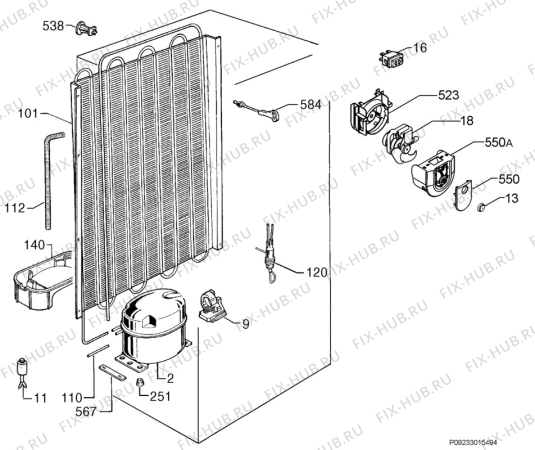 Взрыв-схема холодильника Electrolux SC33010 - Схема узла Cooling system 017