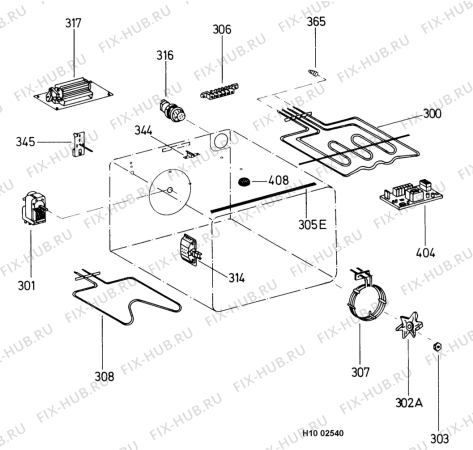 Взрыв-схема плиты (духовки) Electrolux EOB979IK - Схема узла Functional parts