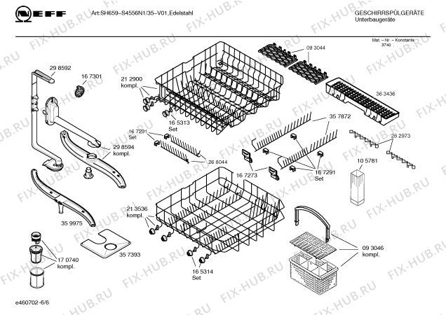 Взрыв-схема посудомоечной машины Neff S4556N1 Art.SH659 - Схема узла 06