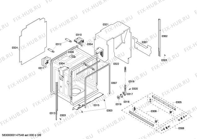 Схема №2 DWHD630IFP с изображением Ручка для посудомойки Bosch 00619104