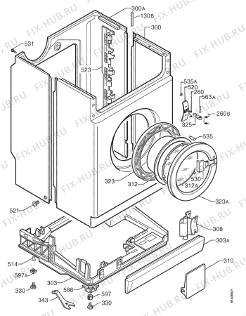 Взрыв-схема стиральной машины Privileg 031521 8 - Схема узла Cabinet + armatures
