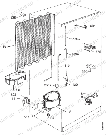 Взрыв-схема холодильника Zanussi ZK60/30RM - Схема узла Cooling system 017