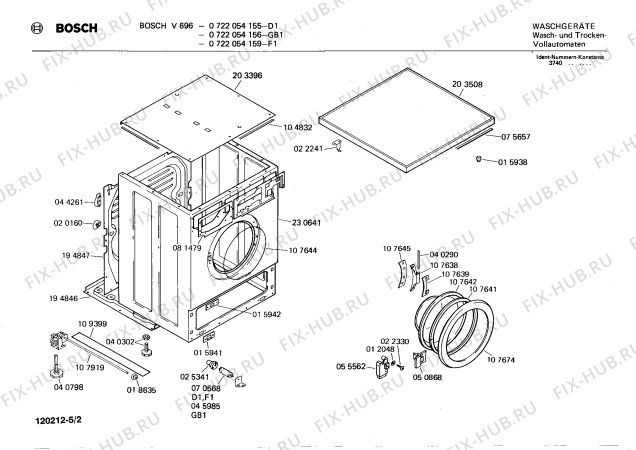 Взрыв-схема стиральной машины Bosch 0722054156 V696 - Схема узла 02