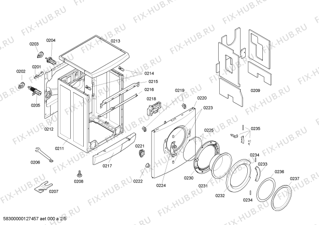 Взрыв-схема стиральной машины Bosch WAE24491 BOSCH Maxx 7 - Схема узла 02