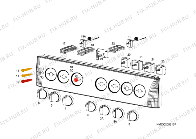 Взрыв-схема плиты (духовки) Husqvarna Electrolux QSG7140-1W - Схема узла H10 Control Panel