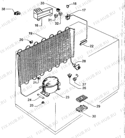 Взрыв-схема холодильника Zanussi ZAC164 - Схема узла Cooling system 017