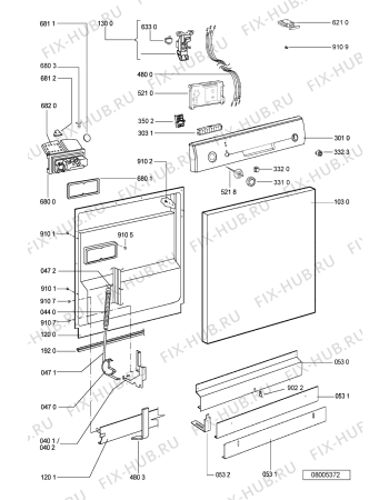 Схема №1 ADP 4400 WH с изображением Панель для посудомоечной машины Whirlpool 481245372783