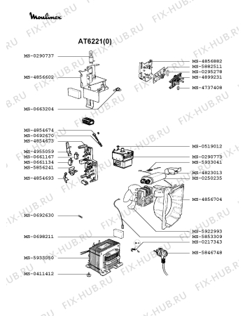 Взрыв-схема микроволновой печи Moulinex AT6221(0) - Схема узла SP002389.6P4