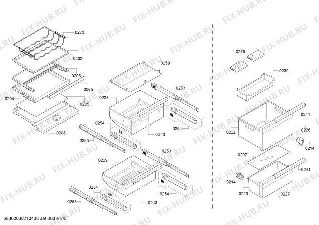 Схема №2 KIF84PF30 с изображением Крепежный набор для холодильной камеры Bosch 00754976