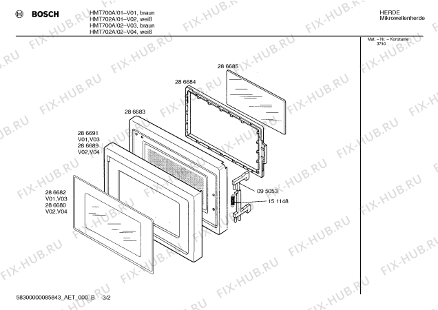 Схема №1 HMT700A с изображением Корпус для микроволновки Bosch 00286698