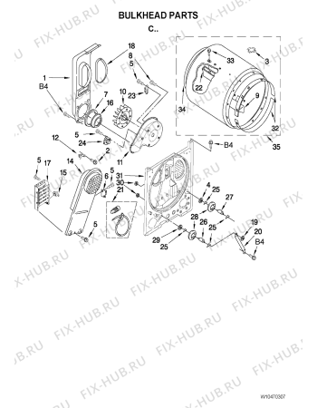 Схема №3 4KMEDC405WQ с изображением Кнопка для сушилки Whirlpool 482000007520