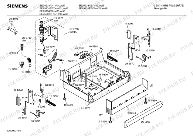 Взрыв-схема посудомоечной машины Siemens SE25231FF - Схема узла 05