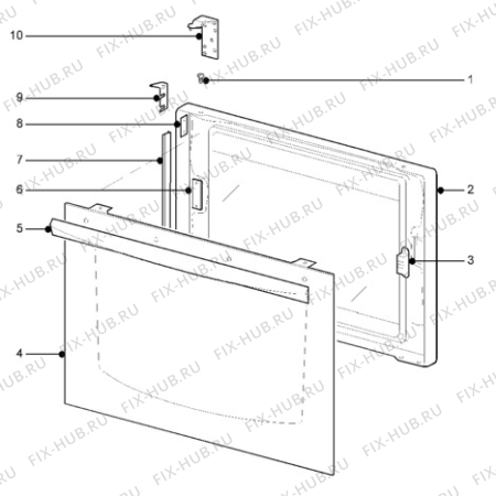 Взрыв-схема плиты (духовки) Electrolux ESI525B - Схема узла Door, main (large)