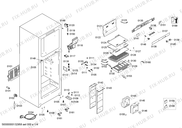 Схема №1 KD45NV03NE с изображением Упор для холодильника Siemens 00612967