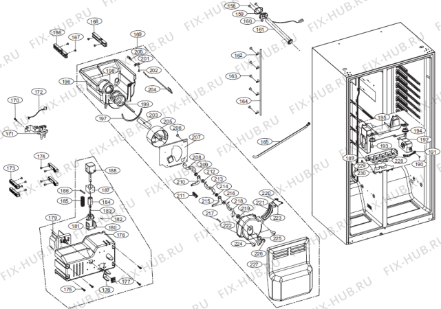 Схема №1 NRS85557E (244307, HRF661FF/ASS) с изображением Винт (болт) для холодильника Gorenje 236329