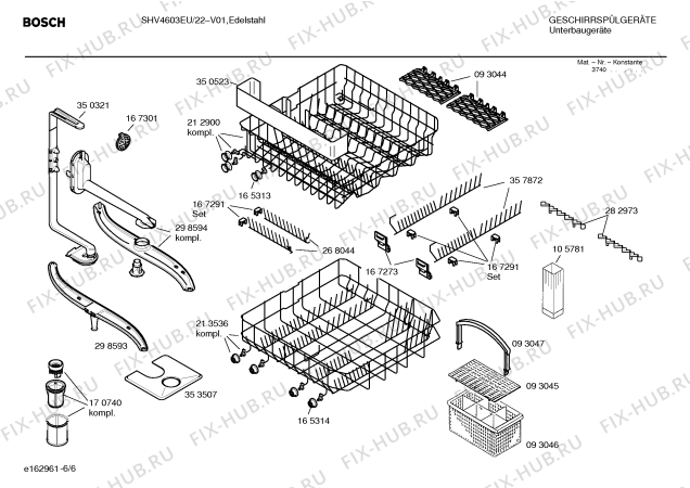 Взрыв-схема посудомоечной машины Bosch SHV4603EU - Схема узла 06