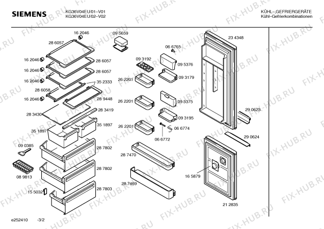 Взрыв-схема холодильника Siemens KG36V04EU - Схема узла 02