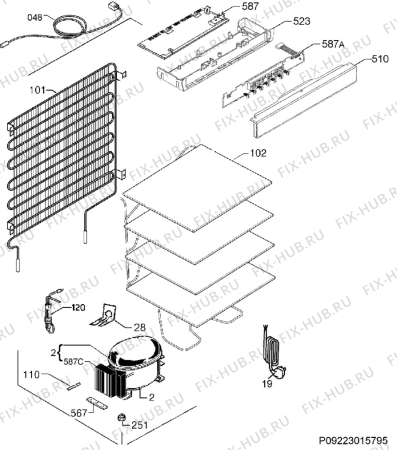 Взрыв-схема холодильника Aeg Electrolux AGS88800F0 - Схема узла Cooling system 017
