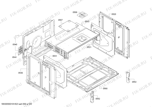 Взрыв-схема плиты (духовки) Bosch HEG73U351 Made in Germany - Схема узла 05