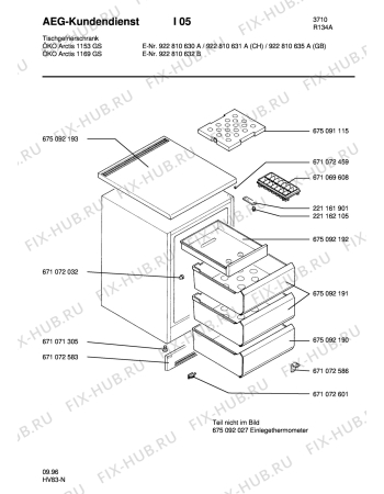 Взрыв-схема холодильника Aeg ARC1153 GS CH - Схема узла Housing 001