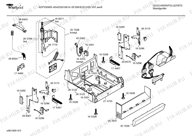 Взрыв-схема посудомоечной машины Whirlpool SF2WHE2EU ADP530WS - Схема узла 05