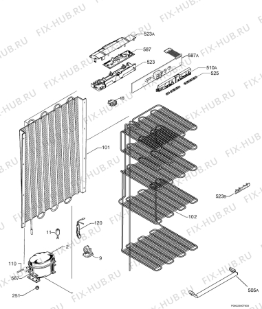 Взрыв-схема холодильника Aeg Electrolux A70190GS5 - Схема узла Cooling system 017