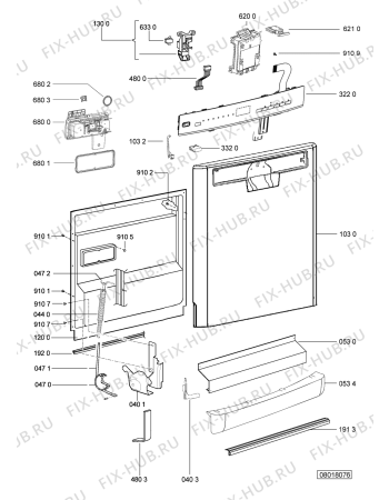 Взрыв-схема посудомоечной машины Indesit ADP8900WH1 (F091612) - Схема узла