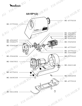 Взрыв-схема мясорубки Moulinex AA15P1(2) - Схема узла FP001005.9P2