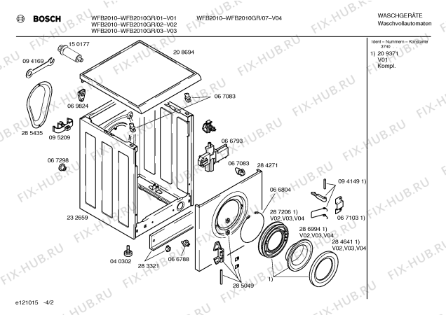 Схема №2 WFB2010GR с изображением Панель управления для стиралки Bosch 00287489