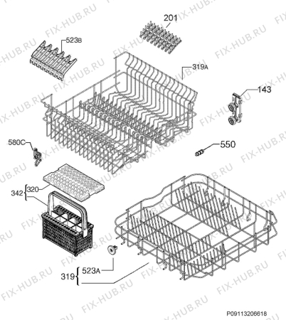 Взрыв-схема посудомоечной машины Dishlex And Dishlex DSF6106X - Схема узла Basket 160