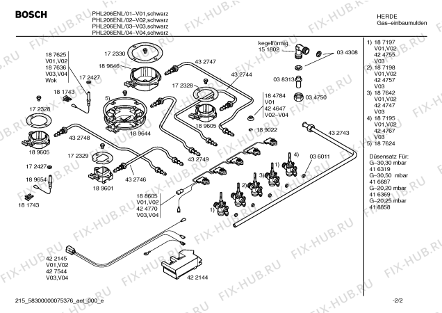 Схема №1 PHL206ENL Bosch с изображением Стеклокерамика для духового шкафа Bosch 00471306