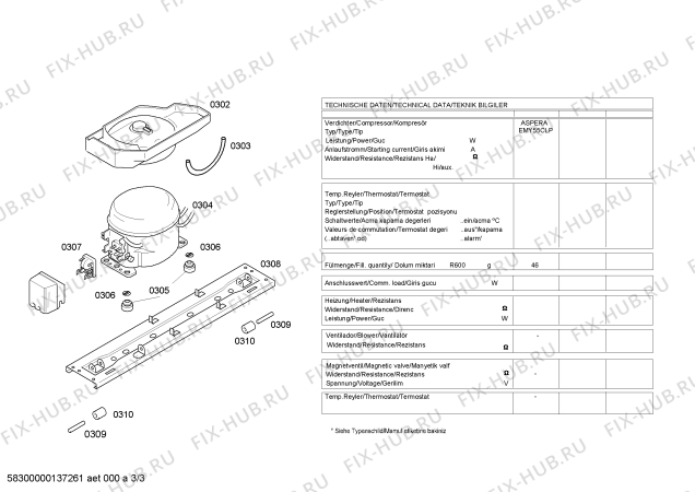 Схема холодильника Bosch KGN33Y20 - Схема узла 03 Взрыв-схема холодильника Bosch KGN33Y20 - Схема узла 03