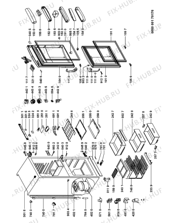 Схема №1 ARC 7070/SI с изображением Часть корпуса для холодильной камеры Whirlpool 481245228533