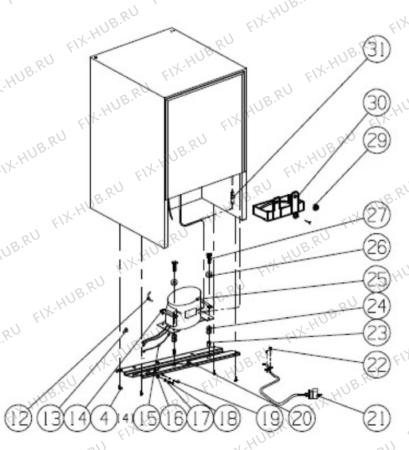 Взрыв-схема холодильника Faure FRG10880WA - Схема узла Cooling system 017