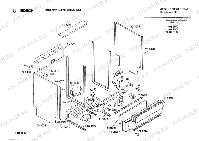 Взрыв-схема посудомоечной машины Bosch 0730203548 SMU2202H - Схема узла 04