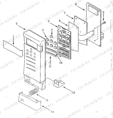 Взрыв-схема микроволновой печи Electrolux EME2396 - Схема узла Command panel 037