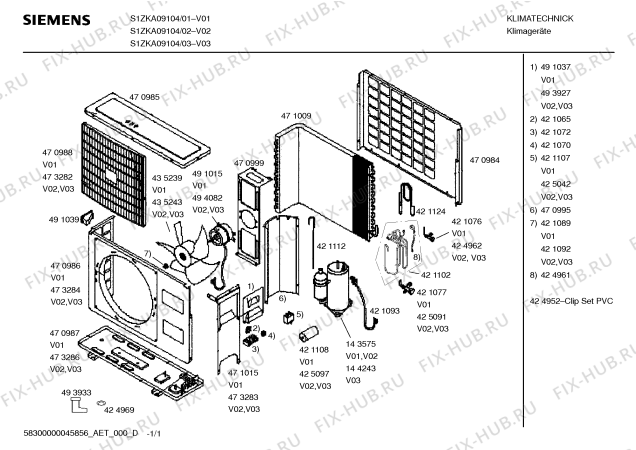 Схема №1 S1ZAA12406 с изображением Шайба для сплит-системы Siemens 00424969